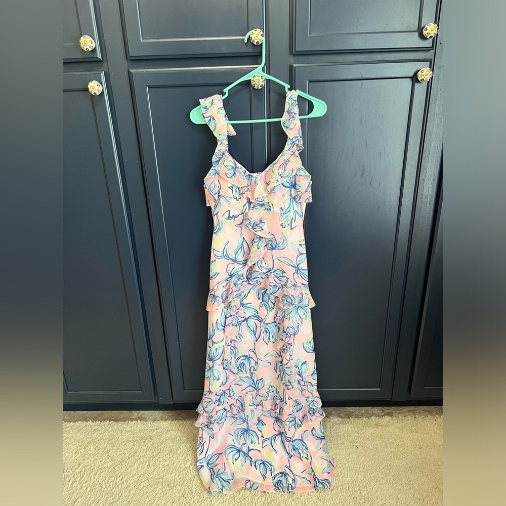 NWT size 6 Lilly Pulitzer Riland Maxi Sweet Pea Pink